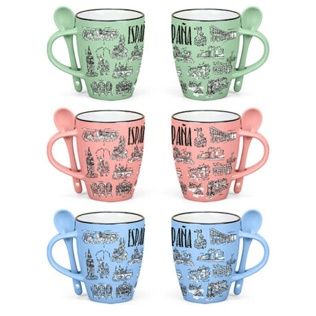 ASS. MUG L 3 COULEURS A/ CUILLERE Espagne