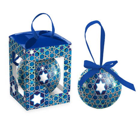 BOULE NOEL ARABESQUE NOEUD BLEU