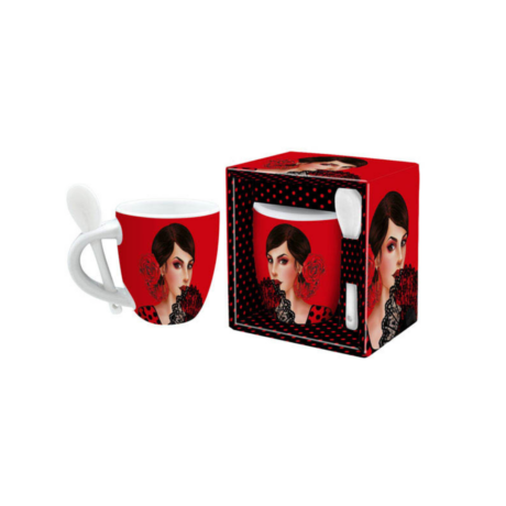 Mini Mug visage flamenca avec cuillère