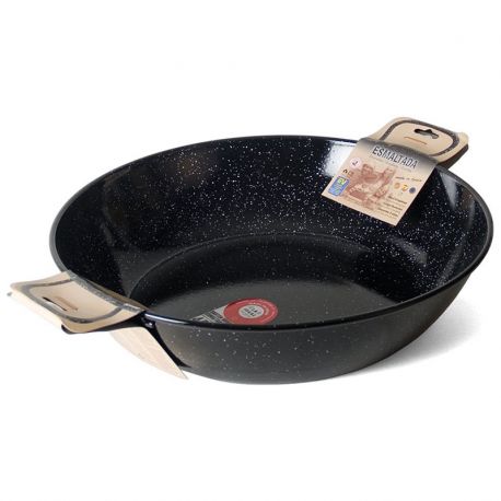 POELE A PAELLA CREUSE PATA NEGRA EMAILLEE 24 CM INDUCTION GARCIMA 1,7 L