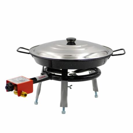 KIT A PAELLA 5 PERSONNES : COUVERCLE + POELE EMAILLEE + RECHAUD (SANS TRÉPIED)
