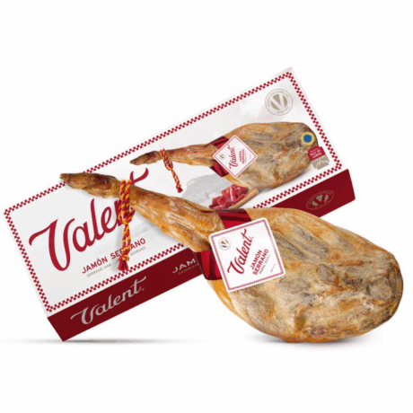 JAMBON SERRANO A/PATTE ≈ 7KG + SUPPORT A JAMBON & COUTEAU